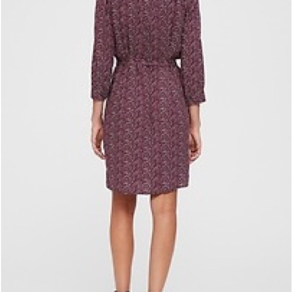 GAP Pink Purple Dark Romance Dress Long Sleeves Size XS Button Tie Waist - Picture 2 of 7